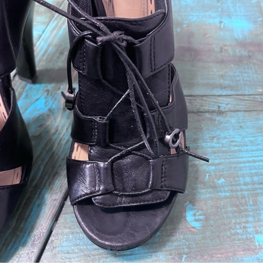 Coach Teagan Soft Leather Platform Women Shoes Black Heel Sandal Size 7.5B - Picture 6 of 13